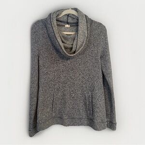 J. CREW Womens M Funnel Neck Pullover Sweatshirt Wool Blend Marled Gray